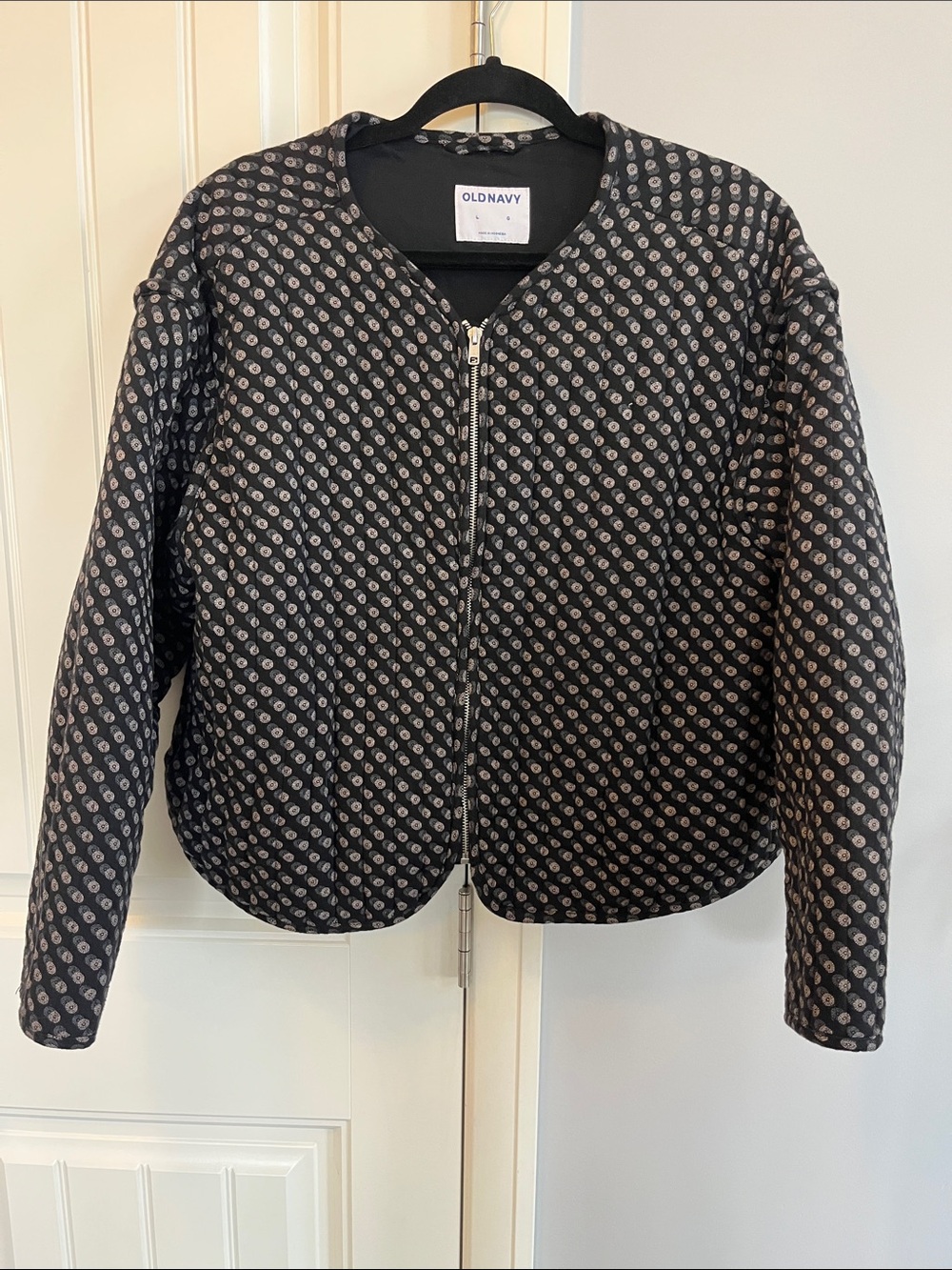 Old Navy Black Quilted Bomber Jacket L